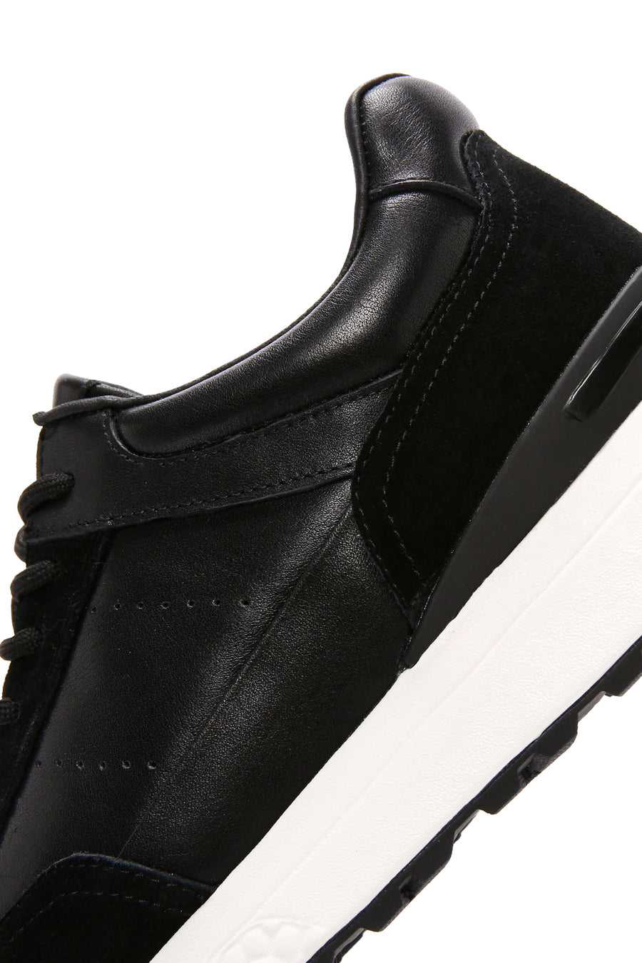 Erkek Siyah Bağcıklı Kalın Tabanlı Deri Casual Sneaker