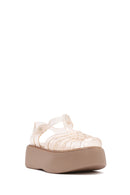 Women's Beige Ankle Buckle Thick Soled Jelly Sandals | Derimod