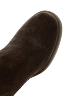 Woman Brown Chunky Heel Suede Leather Chelsea Boots | Derimod