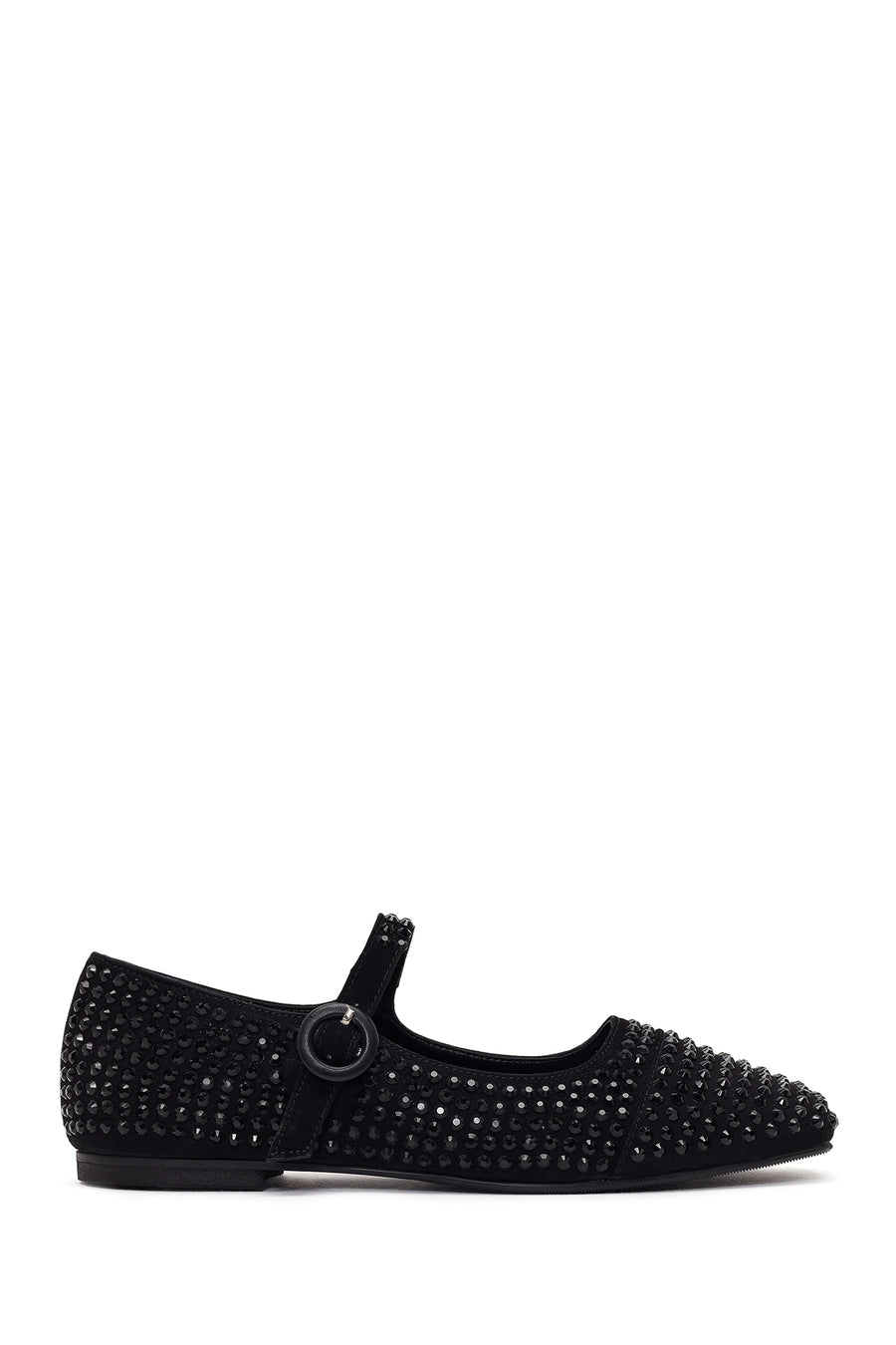 Women's Black Stone Leather Ballerinas 26PFD1800TS | Derimod