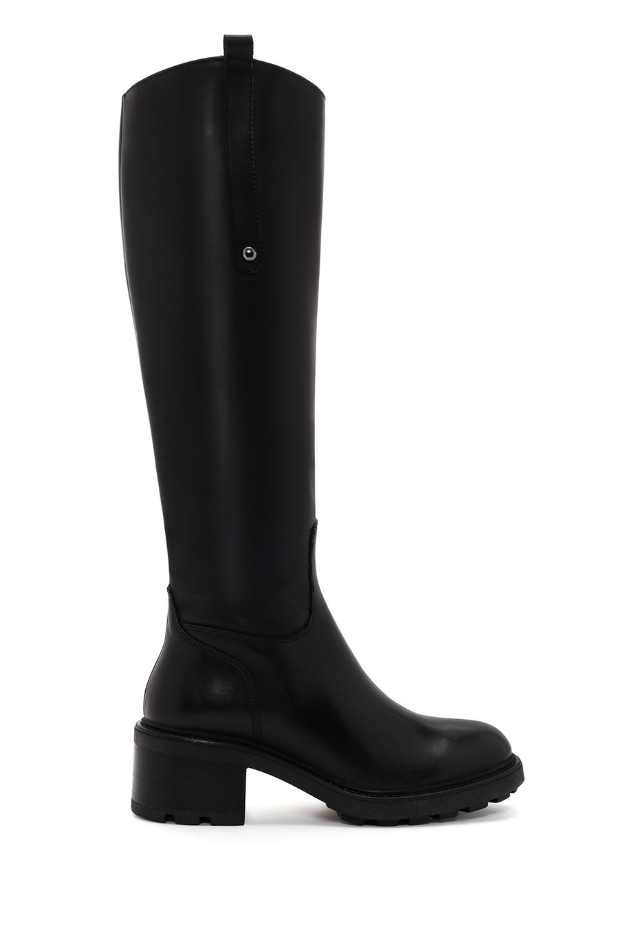 Woman Black Zip Closure Short-Heeled Leather Boots WF300008DV | Derimod