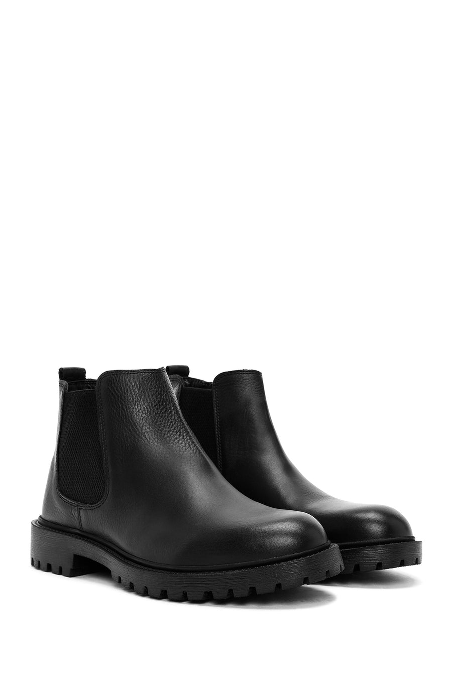 Men's Black Leather Casual Chelsea Boots