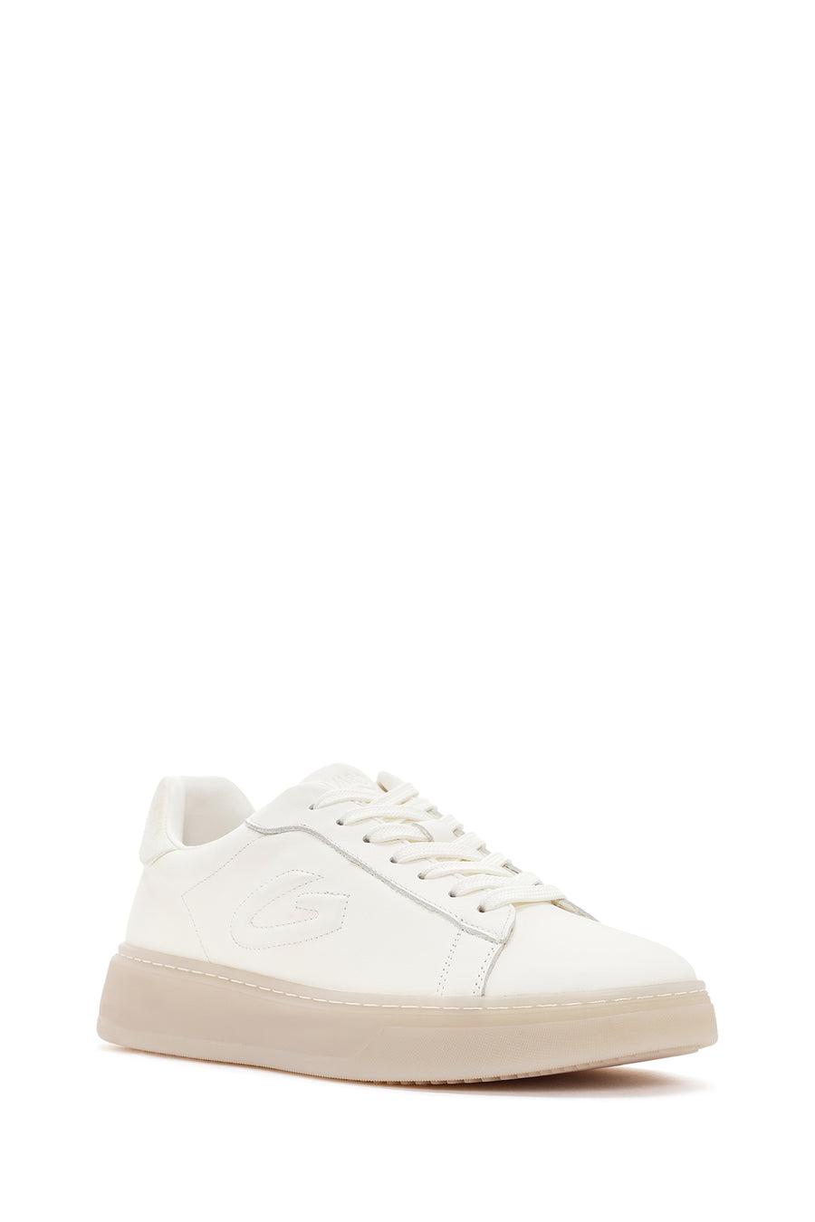 Alberto Guardiani Men's White New Era Lace-Up Leather Sneakers