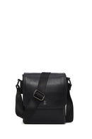 Male Black Leather Messenger Bag | Derimod