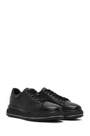 Male Black Lace-Up Thick-Soled Leather Sneaker | Derimod