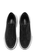Erkek Siyah Bağcıklı Kalın Tabanlı Süet Deri Sneaker | Derimod