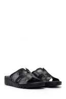 Woman Black Leather Comfort Slipper | Derimod