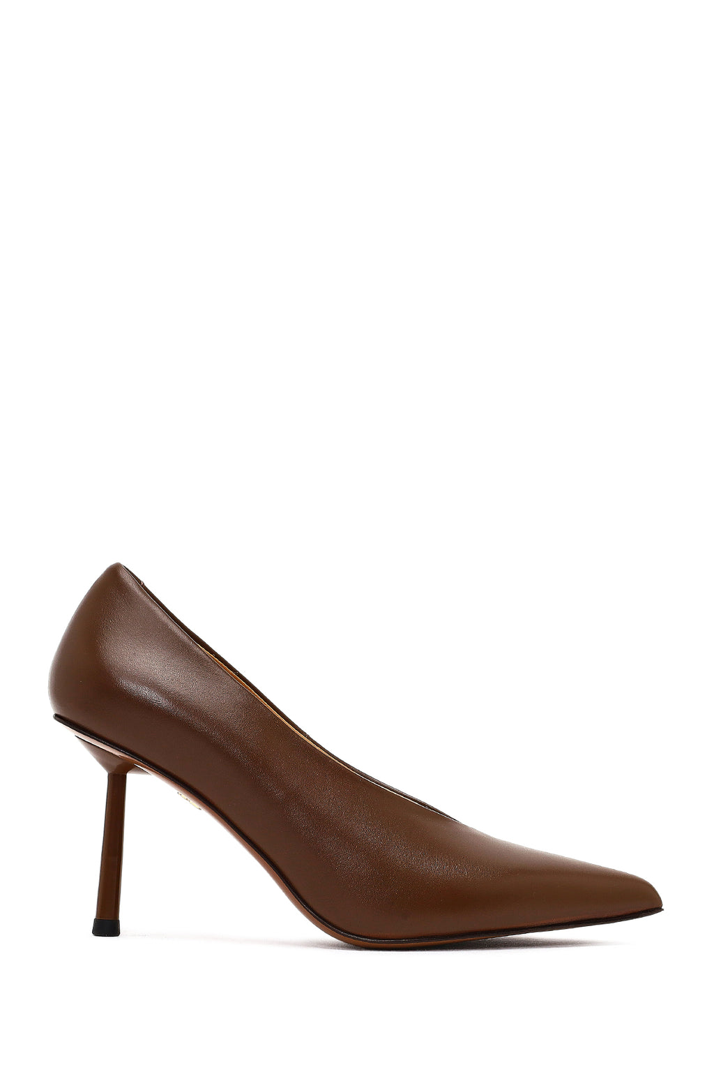 Kadın Kahverengi İnce Topuklu Deri Stiletto