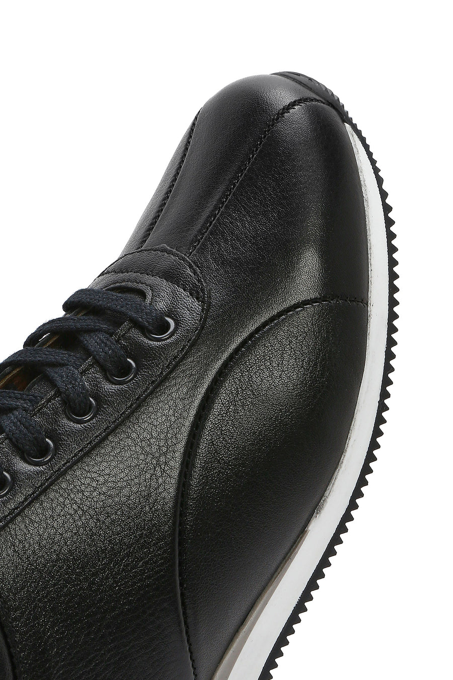 Men's Black Lace-Up Leather Casual Sneaker