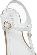 Women's White Flip-Flop Patent Leather Sandals | Derimod