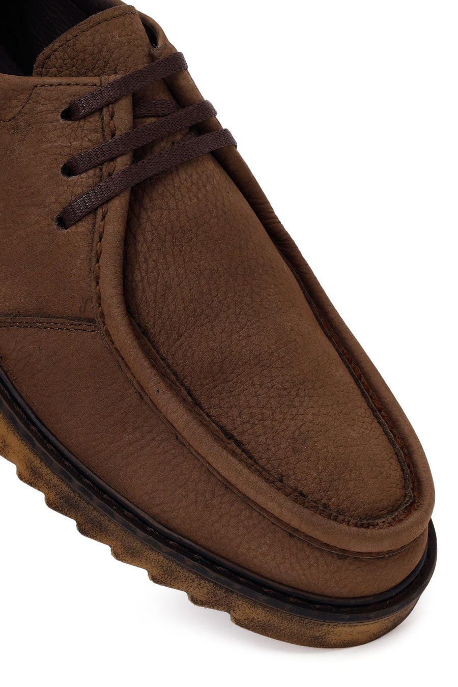 Male Brown Lace-up Nubuck Leather Casual Shoes