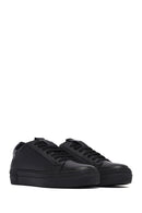 Woman Black Laced Leather Sneakers | Derimod