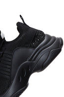 Derimod Zero Women's Black Lace-Up Stone Detailed Sneakers | Derimod