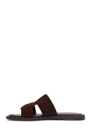 Women's Brown Suede Leather Slippers | Derimod