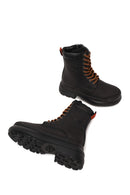 Harley Davidson Woman Black Lensors Zip Closure Thick-Soled Leather Combat Boots | Derimod