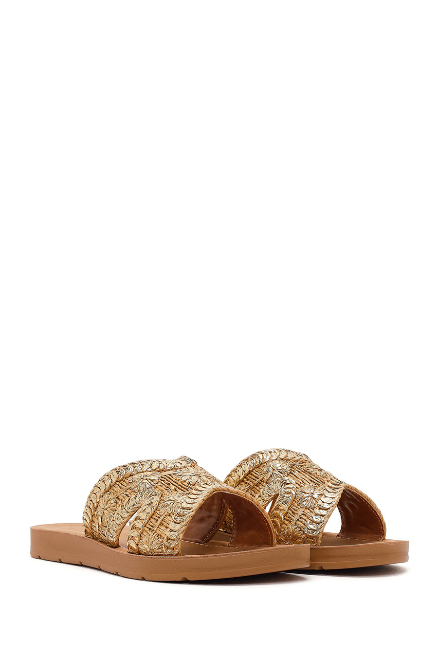 Woman Gold Braided Slippers