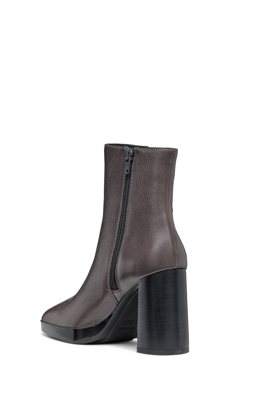 Geox Women's Grey Teulada Zippered Thick Heel Leather Boots