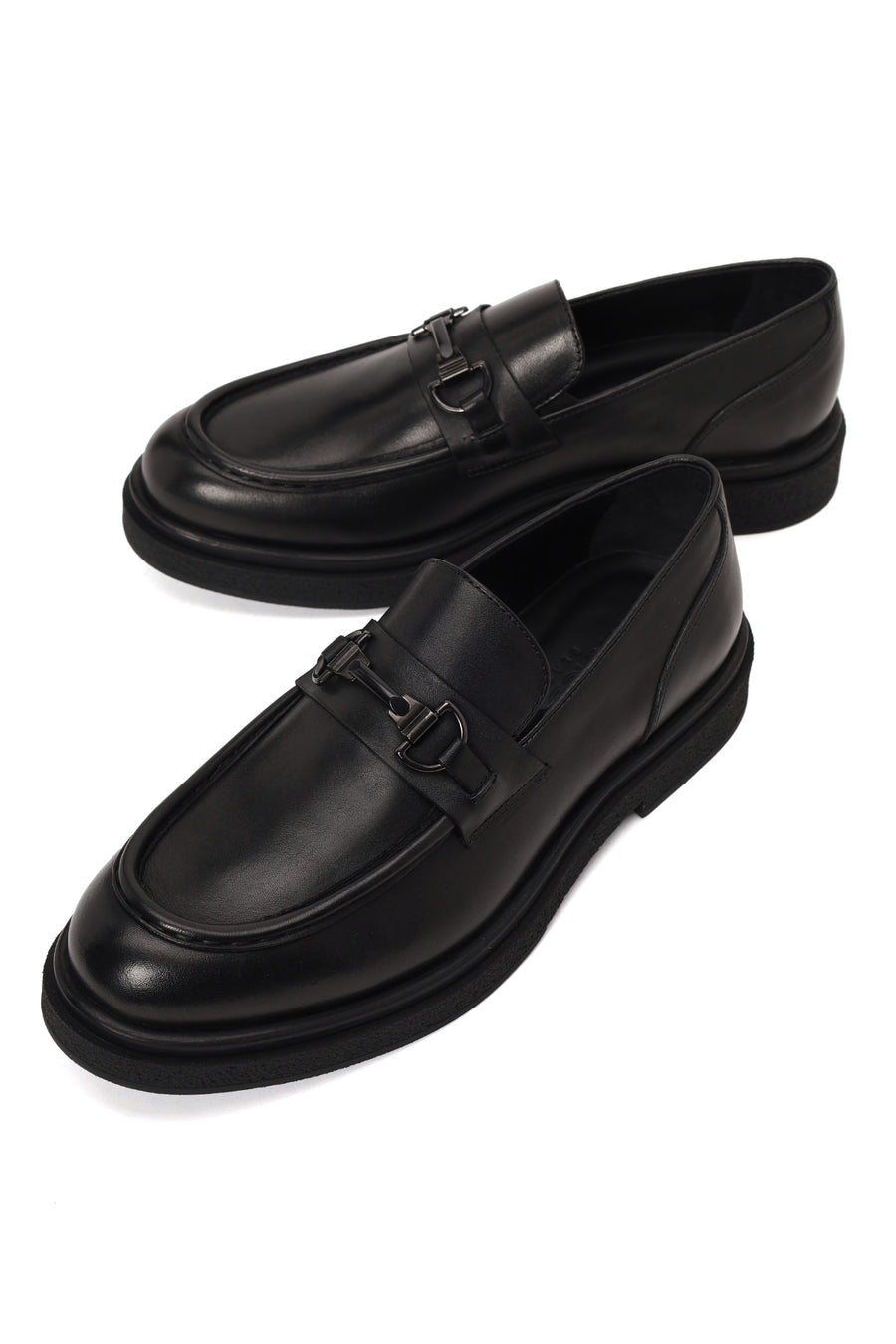 Erkek Siyah Tokalı Deri Casual Loafer
