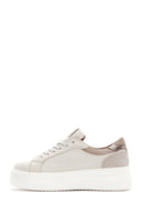 Women's Beige Leather Thick Soled Sneaker | Derimod