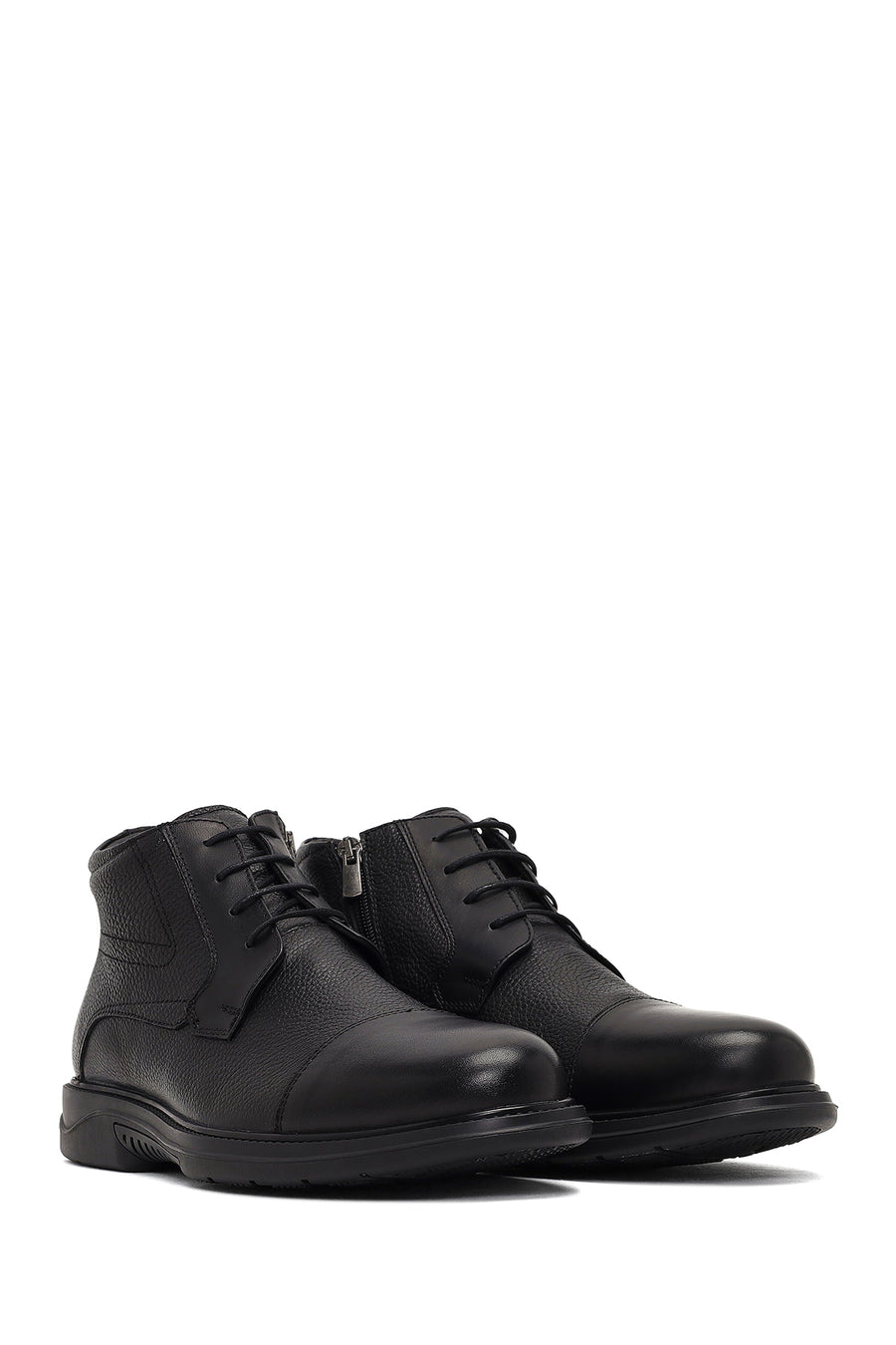 Male Black Zip Closure Leather Boots
