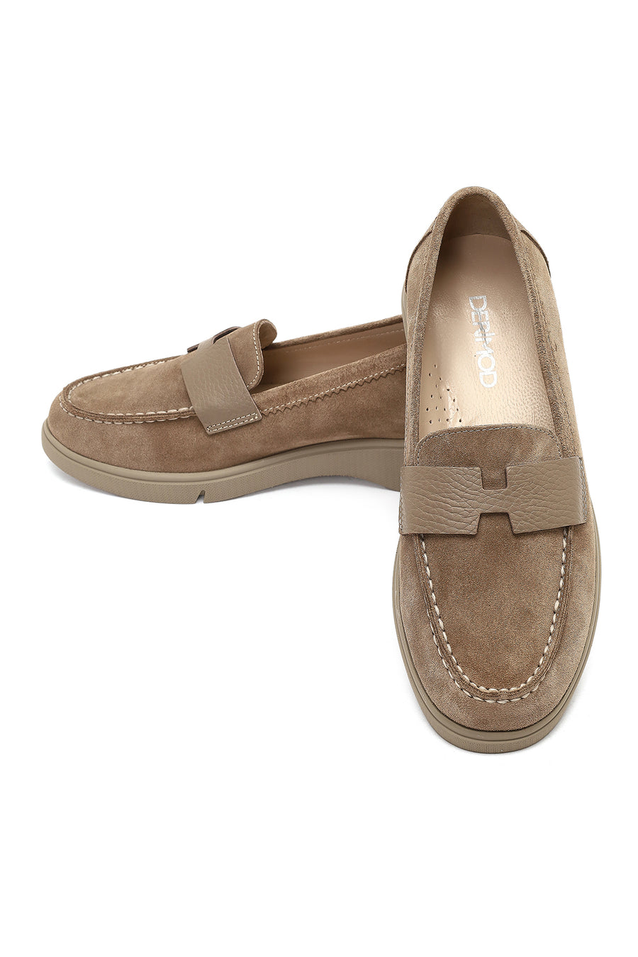 Kadın Vizon Süet Deri Comfort Loafer