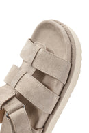 Women's Cream Thick Soled Suede Leather Sandals | Derimod