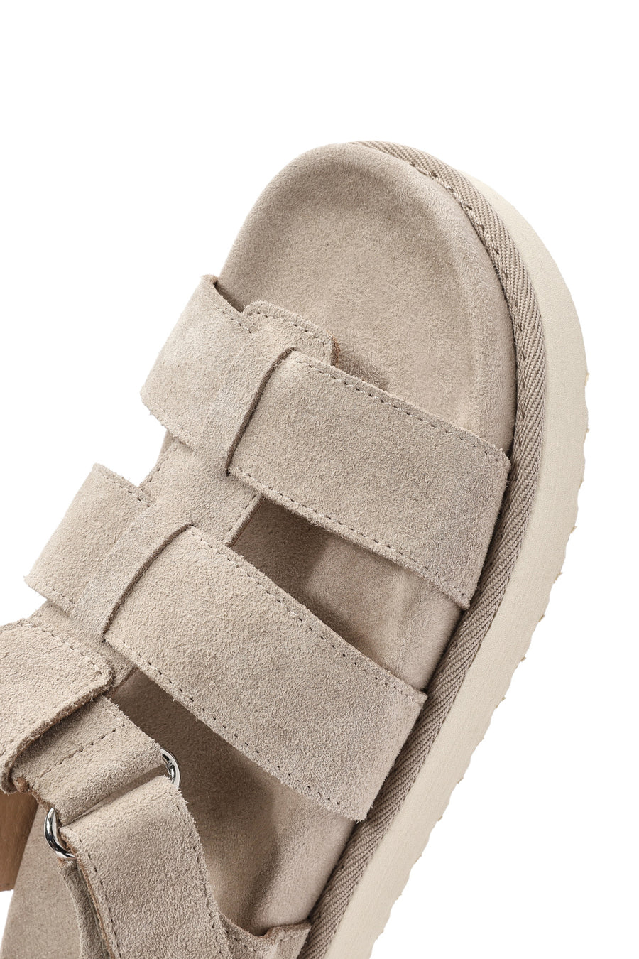 Women's Cream Thick Soled Suede Leather Sandals