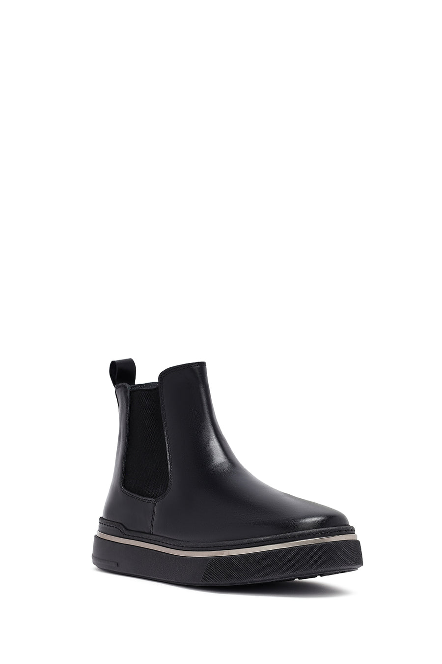Men's Black Thick Sole Leather Chelsea Boots