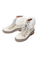 Women's White Leather Lace-up Plush Casual Boots | Derimod