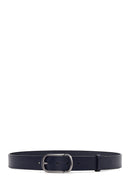 Men's Navy Leather Belt | Derimod