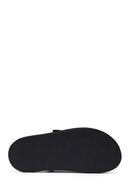 Male Black Strap Suede Slipper | Derimod