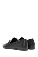 Woman Black Buckle-Detail Leather Masculine Loafer | Derimod