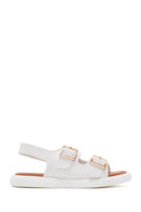 Women's White Double Buckle Sandals | Derimod