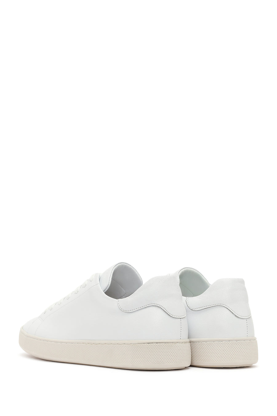 Erkek Beyaz Bağcıklı Deri Sneaker