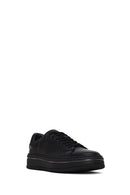 Erkek Siyah Bağcıklı Kalın Tabanlı Deri Sneaker | Derimod