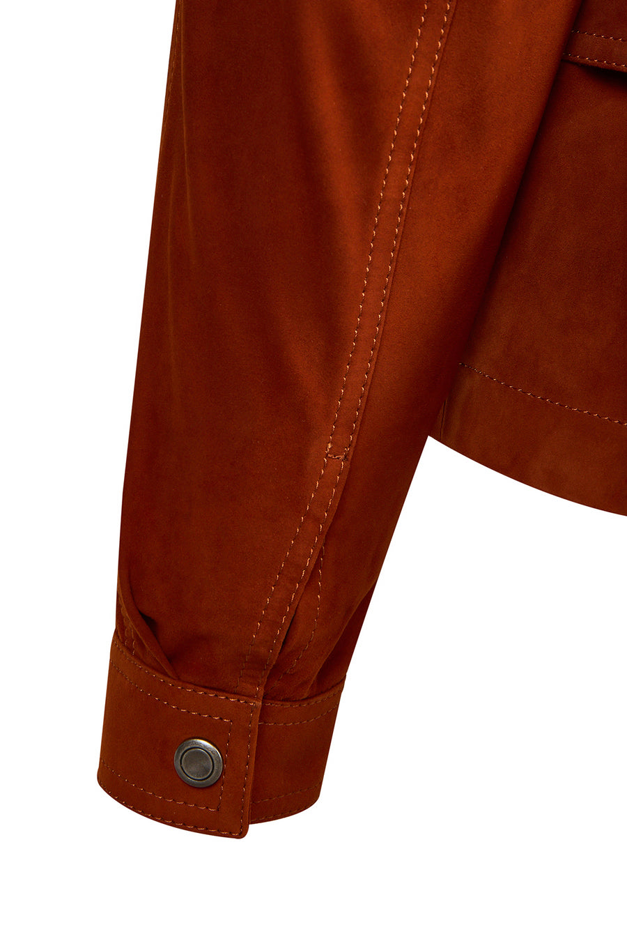Capri Woman Cinnamon Shirt Collar Short Suede Leather Jacket