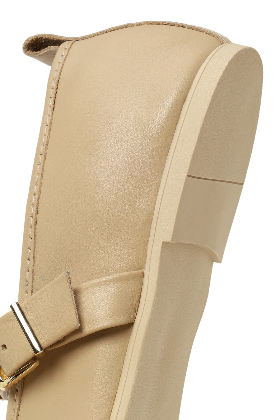 Women's Cream Buckled Leather Ballerinas