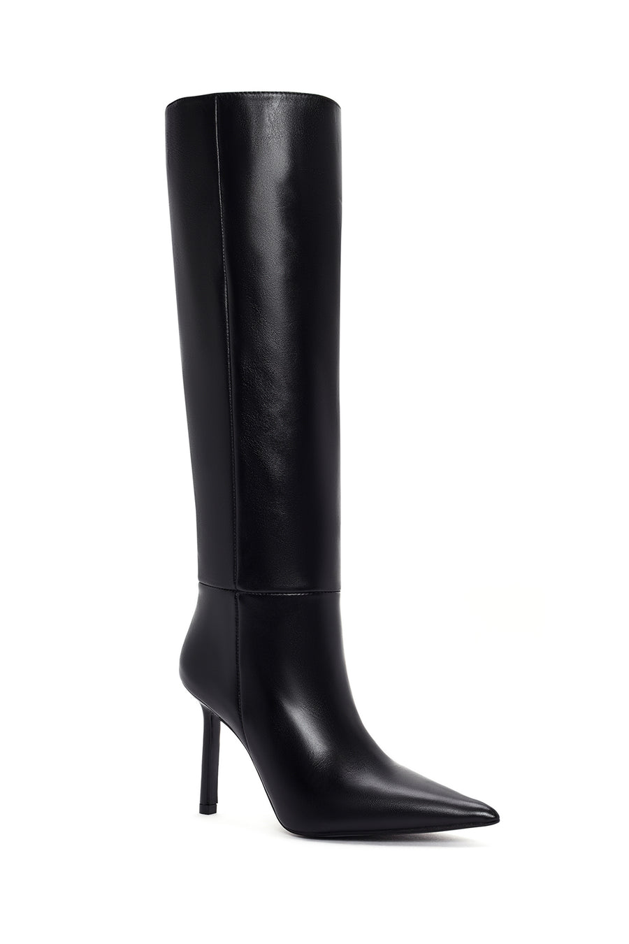 Women's Black Thin Heeled Leather Boots