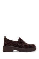 Kadın Leopar Desenli Süet Deri Maskülen Loafer | Derimod