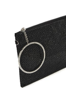 Women's Black Stone Long Chain Strap Evening Clutch Bag | Derimod