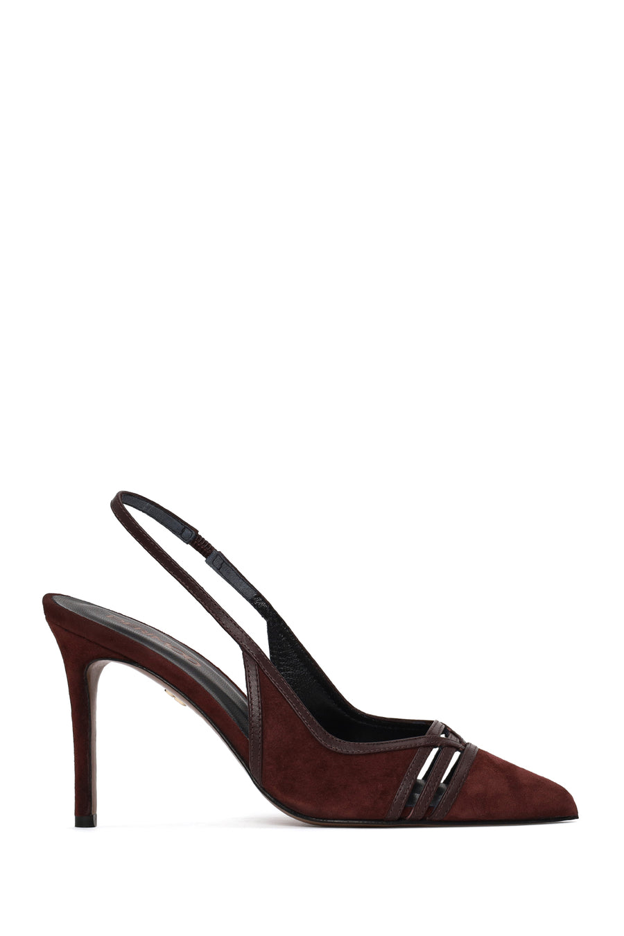 Woman Burgundy Slingback Stiletto Suede Shoes AF100003DS | Derimod