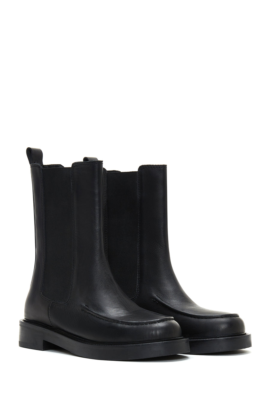 Women's Black Leather Chelsea Boots