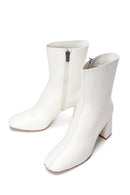 Women's Beige Leather Heeled Classic Boots | Derimod