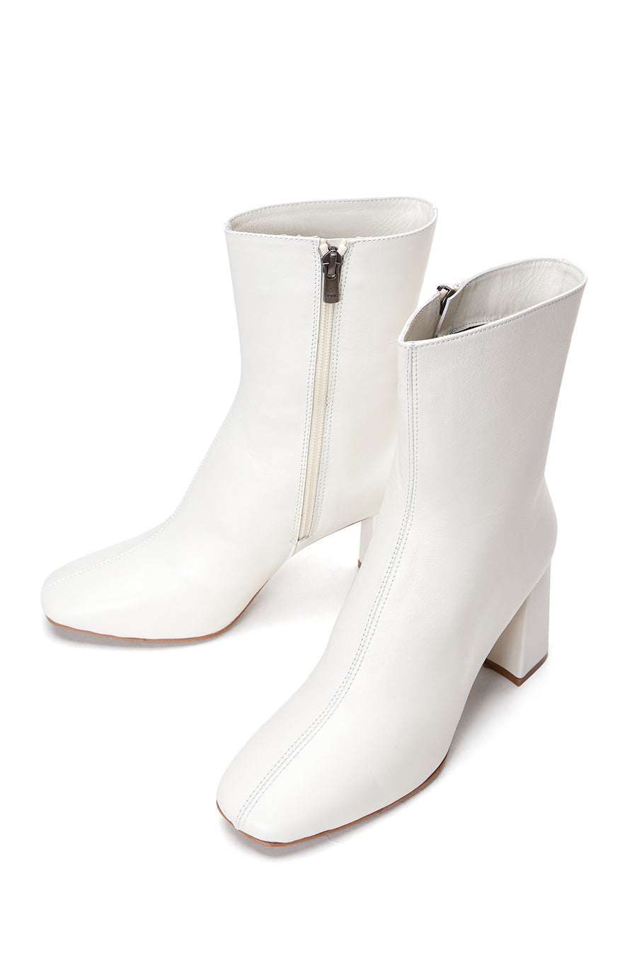 Women's Beige Leather Heeled Classic Boots