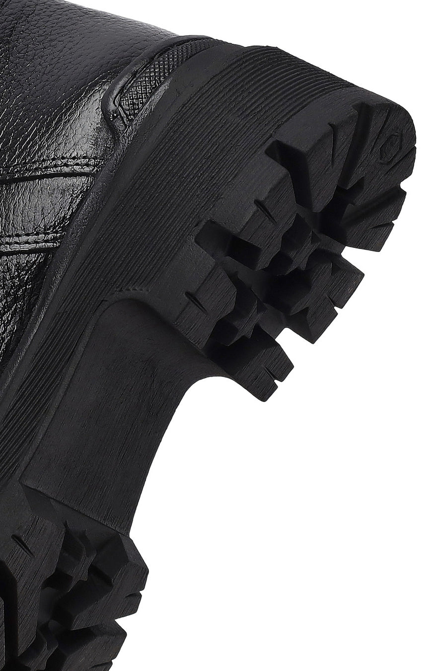 Woman Black Lace-Up Zippered Thick Sole Leather Postal Boots