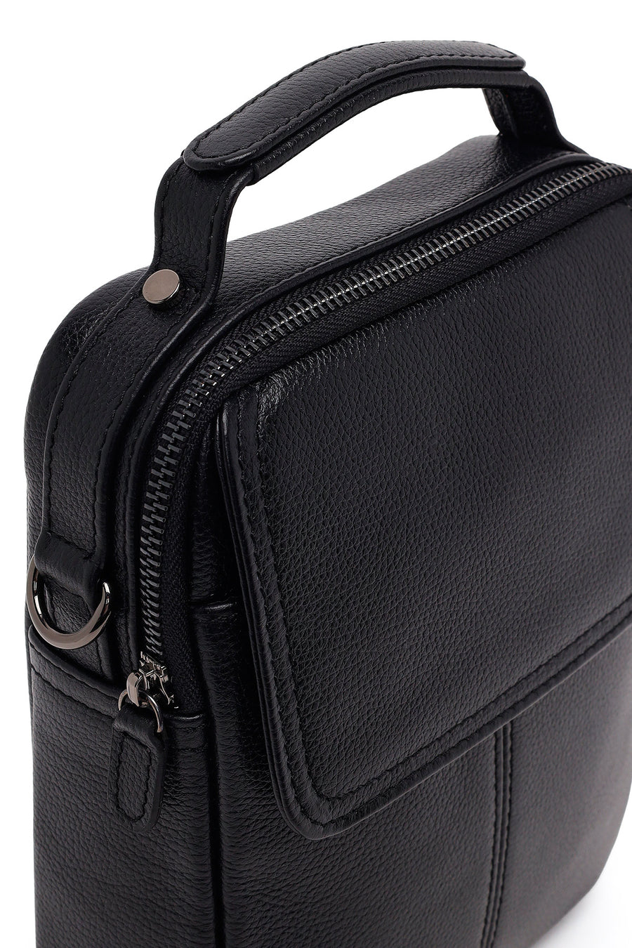 Male Black Long Strap Leather Handbag