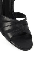 Woman Black Ankle-Buckle High Stiletto-Heel Leather Sandals | Derimod