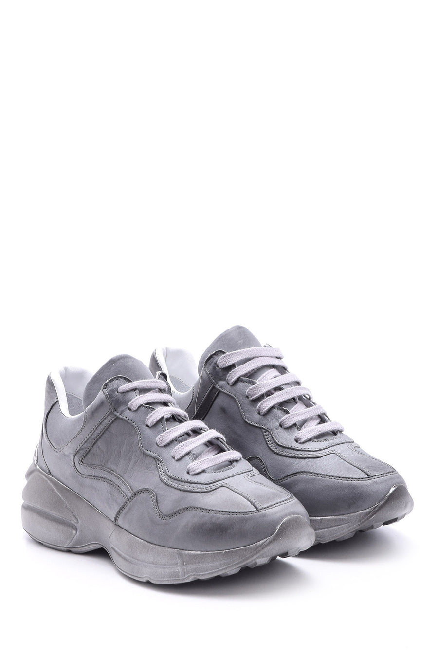 Kadın Yüksek Tabanlı Deri Sneaker