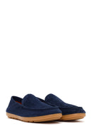 Male Navy Suede Leather Loafer | Derimod