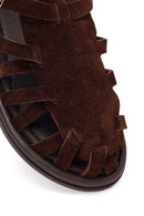 Woman Brown Buckled Suede Leather Sandals | Derimod